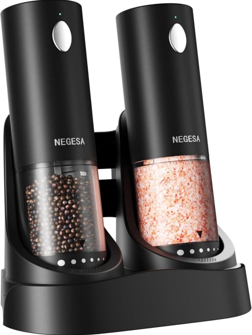 Rechargeable Electric Salt & Pepper Grinder Set - Automatic, LED Light